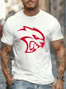 Dodge Challenger SRT Hellcat . New Arrival fashion heavyweight Hot Sale vintage Summer streetwea vintage funny Crewneck Printed T-shirt & Daily commuting is suitable for various occasions