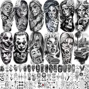 70 Sheets Halloween Chicano Temporary Tattoos For Women Men Adults Cholo Chola, Gothic Mexican Culture Chicana Tattoo Stickers, Religion Gangster Prison Inmate Lowriders Fake Tattoo Joker Day of Dead