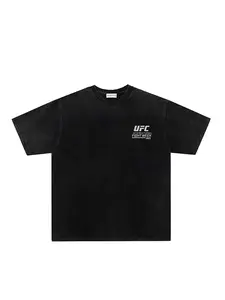 Men's Ufc Boxing T-Shirt, Vintage Washed Tie-Dye Design, Round Neck Short Sleeve Casual Top, Trendy Fashion Sportswear, Activewear T Shirt
