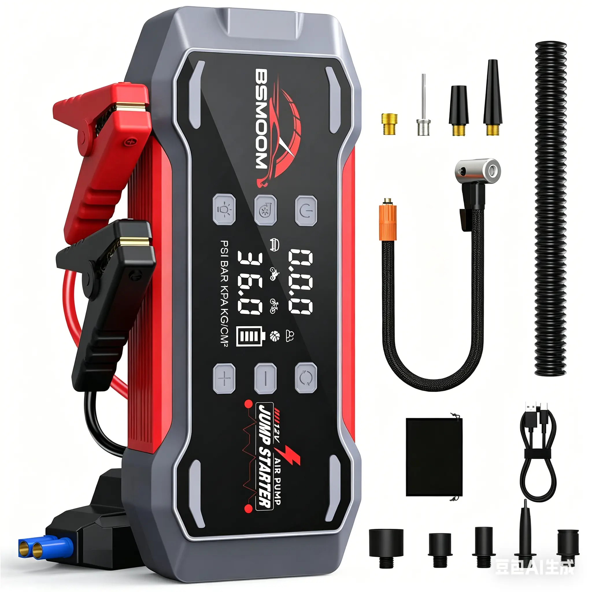 BUPMOVA 16800mah Peak Car Jump Starter & 150PSI Air Compressor - Portable Battery Booster for Gas & Diesel Vehicles, Roadside Emergency Tool Car Essentials Car Accessories Car Tool Kit