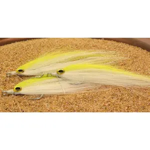 Saltwater Fishing Fly for Tarpon, Snook & Reds - 3 Pack Hook #3/0 (Chatreuse & White)