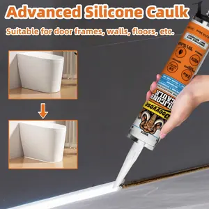Silicone Sealant Waterproof & Crack-Resistant, High Stretch, Strong Adhesive, Anti Leak for Bathtub Edges, Windows Frames, Toilets & Sinks, Indoor Outdoor Use