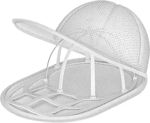 Baseball Cap Washer Cage - Nylon Breathable White Zippered Laundry Mesh Bag, Adjustable Secure Efficient Adult Hat Cleaner, Household Items, Cleaning Laundry Tools & Accessories (Friend-Friendly Design)