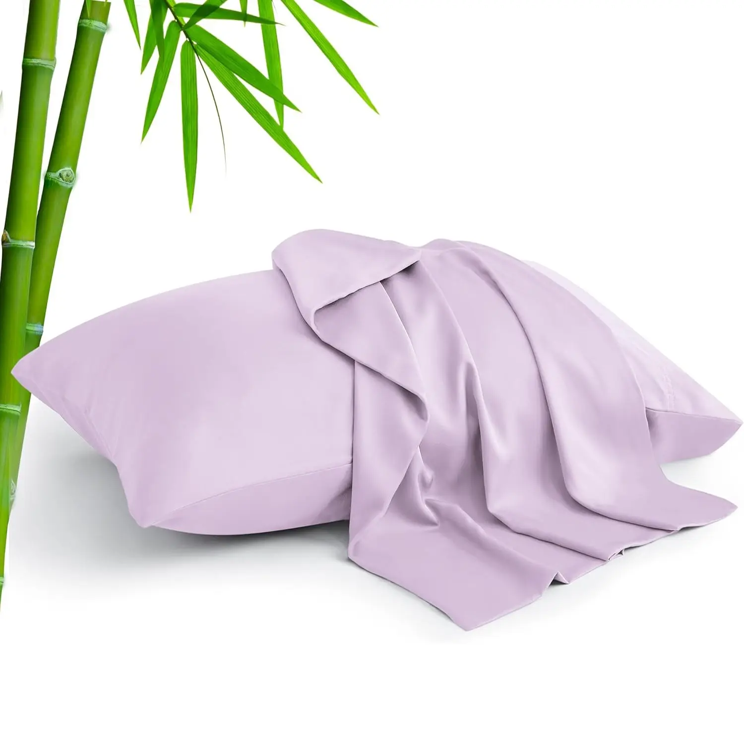 Cooling Queen Pillowcases Set of 2, Bedding, Breathable Cool Soft Rayon Derived from Bamboo Fabric, Moisture Wicking for Hot Sleepers, Hair and Skin Friendly