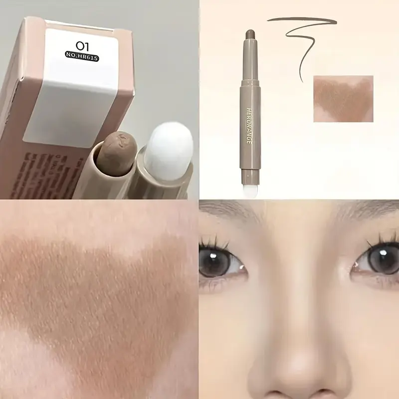 HERORANGE Sculpting Contour Brush & Nose Shadow Dual-Use Makeup Rod with Brush, Effortless Bronzer, Bronzing Sculpting Stick, Facial Contouring Makeup, Suitable for All Skin Types, Perfect Gift Choice