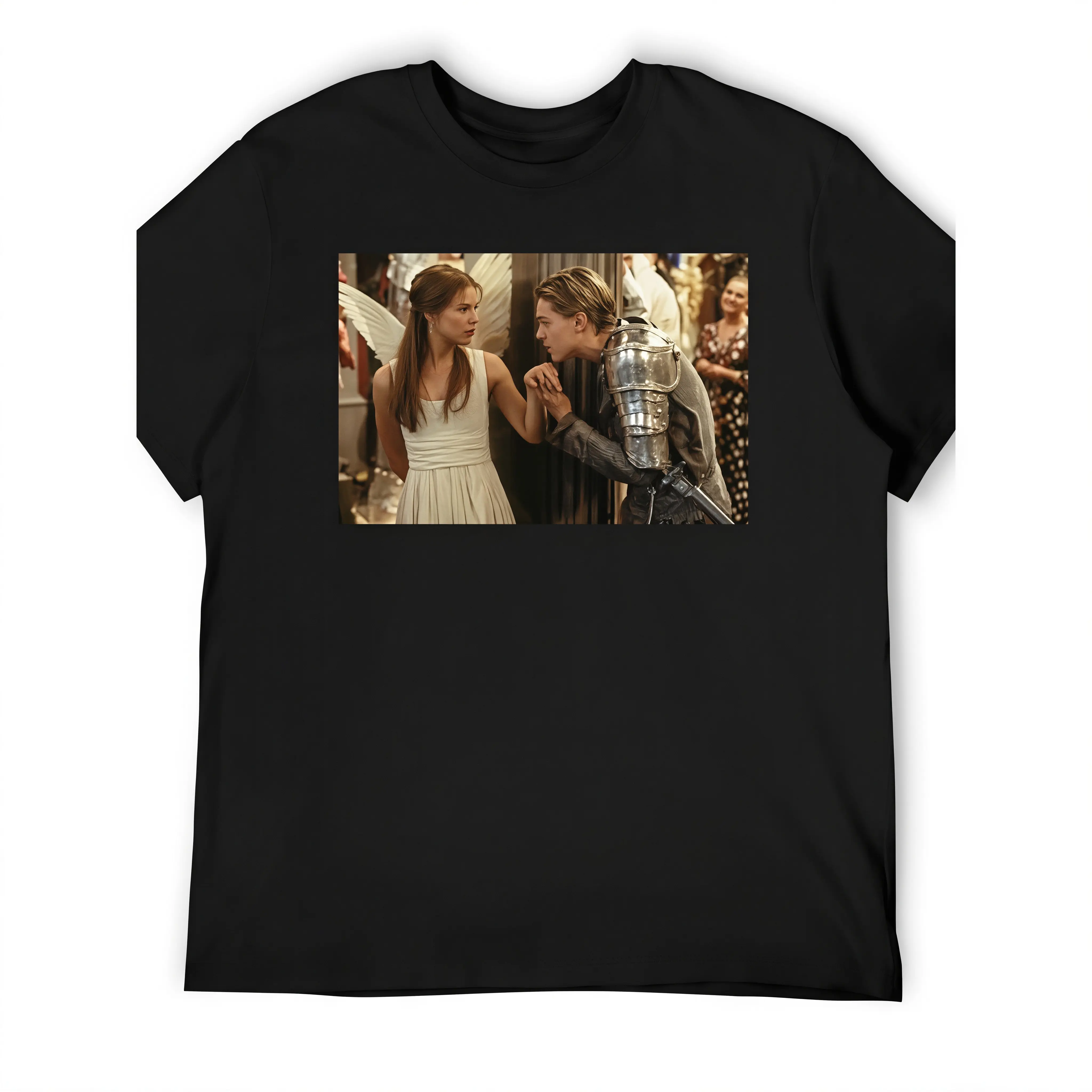 Men's 100% Cotton Oversized Quick-Dry Knitted Short-Sleeve Crewneck T-Shirt - 1996 Romeo and Juliet Movie Scene Graphic, Breathable, Relaxed-Fit, Vintage Versatile Casual Top for Fashionable Guys (Monaco, Bo, Plus Sizes, Round Neck, Valentine Theme)