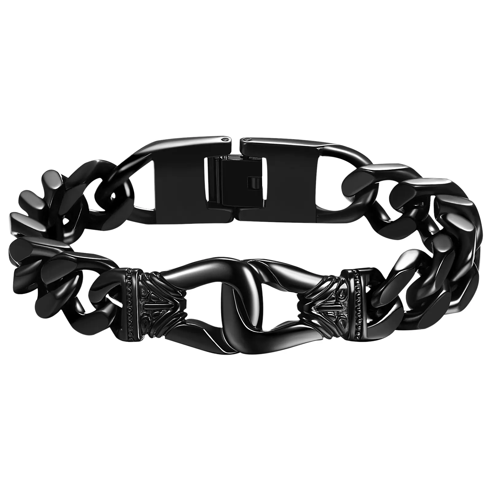 OIDEA Male Handcuff Bracelet - 8.66 in Stainless Steel Totem Relief Casting Craft Link Accessory, Ideal for Couples