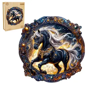 Elegant Horse Wooden Jigsaw Puzzle for Adults and Kids Unique Shape Animal Wood Puzzles Challenging Puzzle, Family Game Creative Gifts，Laser-Cut Durable HDF Wood Puzzle
