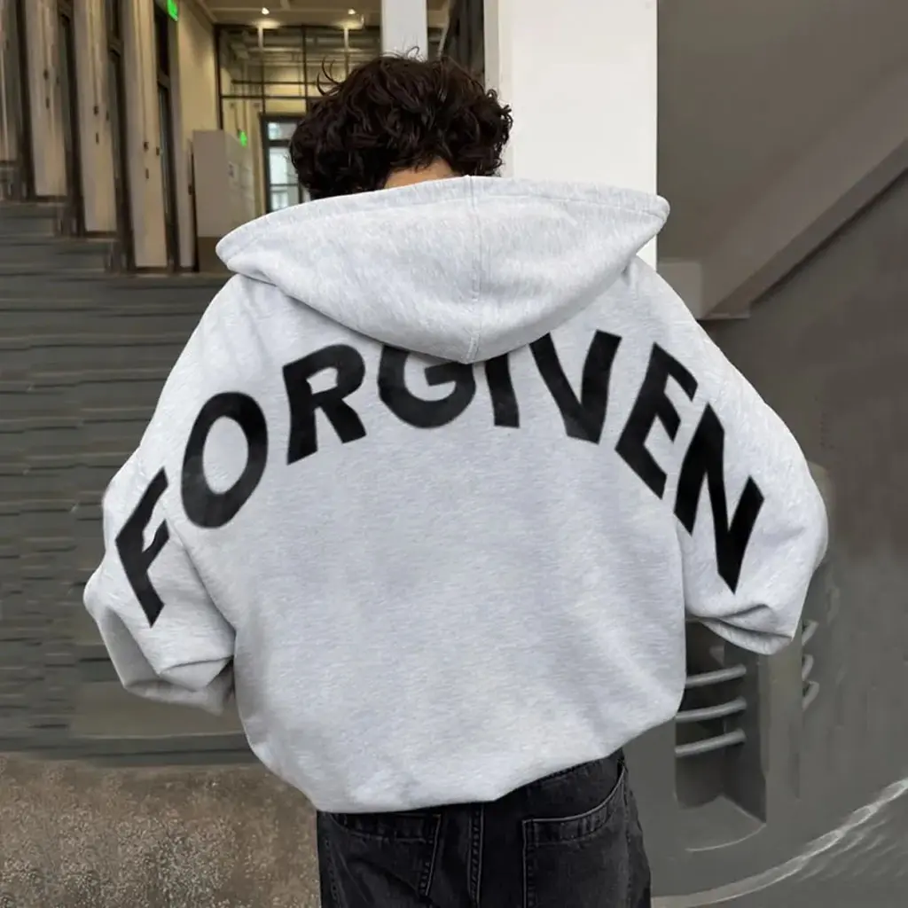 Forgiven & Faithful Christian Faith Streetwear Jesus Apparel Arm To Arm Hoodie, Shoulder-to-Shoulder Back Lettering Sweatshirt or Hoodie