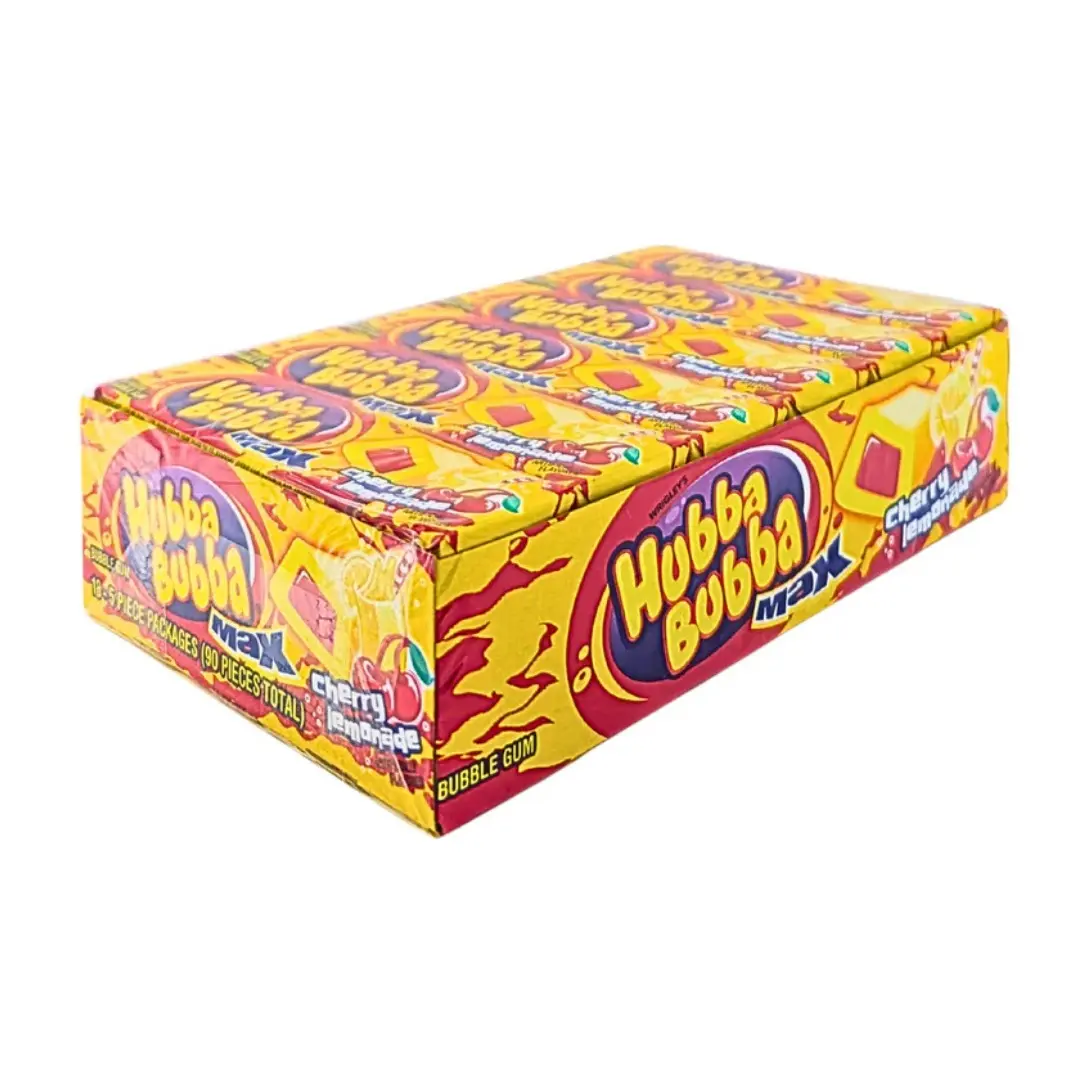 Hubba Bubba Max Cherry Lemonade Flavor Bubble Gum Snack - 90-Piece Box, Classic, Convenient, Ideal for Sharing and Party Treats