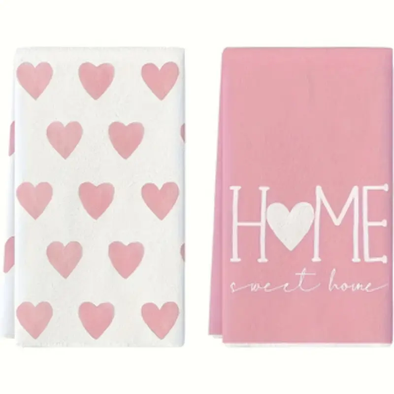 2-Piece Heart Letter Theme Kitchen Towel Sets, Home Dishwashing & Hand Drying Cloth, Perfect Gift for Mom Birthday, Housewarming Present