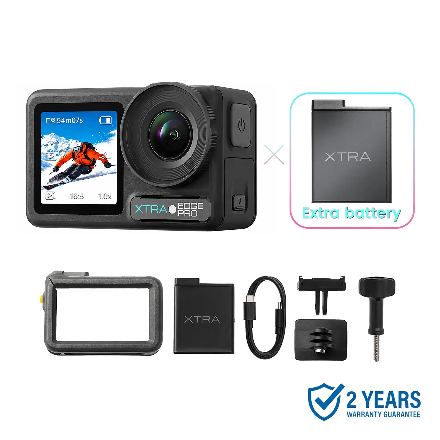 【Live Exclusive Offer】Xtra Edge Pro 4K Action Camera - 1/1.3" CMOS Sensor, Night View, WiFi, Waterproof, Sports Action Camera with MicroSD Support