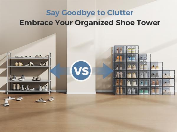 Clear Shoe Storage Boxes, Plastic Stackable Shoe Containers with Lids, Display Sneaker Case Organizer for Closet, Under Bed, Entryway Clear Shoe Storage Boxes, Plastic Stackable Shoe Containers with Lids, Display Sneaker Case Organizer for Closet, Under Bed, Entryway