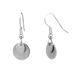 Small Stacked Silver Circle Dangle Earrings