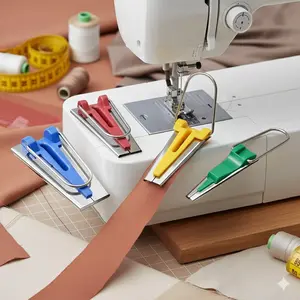 Ultimate Bias Tape Maker Tool: Easy Fabric Edge Binding, Quilting Sewing DIY Assistant, Anti-Slip & Effortless, Bias Binding Folder Presser Foot for Home Sewing Machines, Quick Crafting Accessory