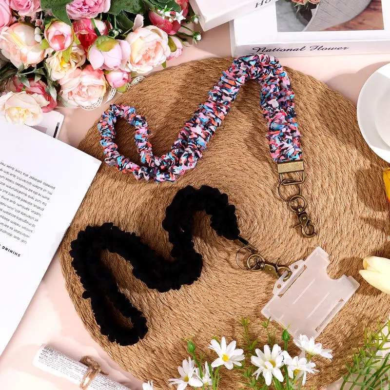 Scrunchyard Scrunchie Lanyards for ID Badges with Carabiner Clip Fashionable ID Badge Holder with Breakaway Lanyard Teacher Nurse Office Christmas Gifts Trendy Retractable Mechanism Polyester Fiber