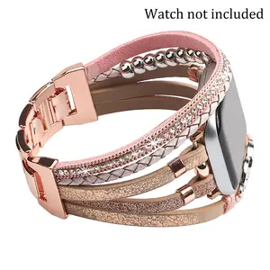 Boho Beaded Decor Watch Band (Band Only), Fashionable Watch Band for Women, Smart Watch Accessories Compatible with Apple Watch Series 9 8 7 SE 6 5 4 3 2 1, Smart Watch Straps