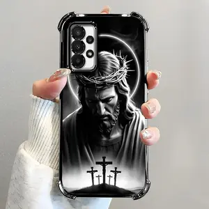 Suitable for [Galaxy A23] Jesus transparent protective four-corner air cushion anti-fall mobile phone case transparent mobile phone case four-corner protective case 995