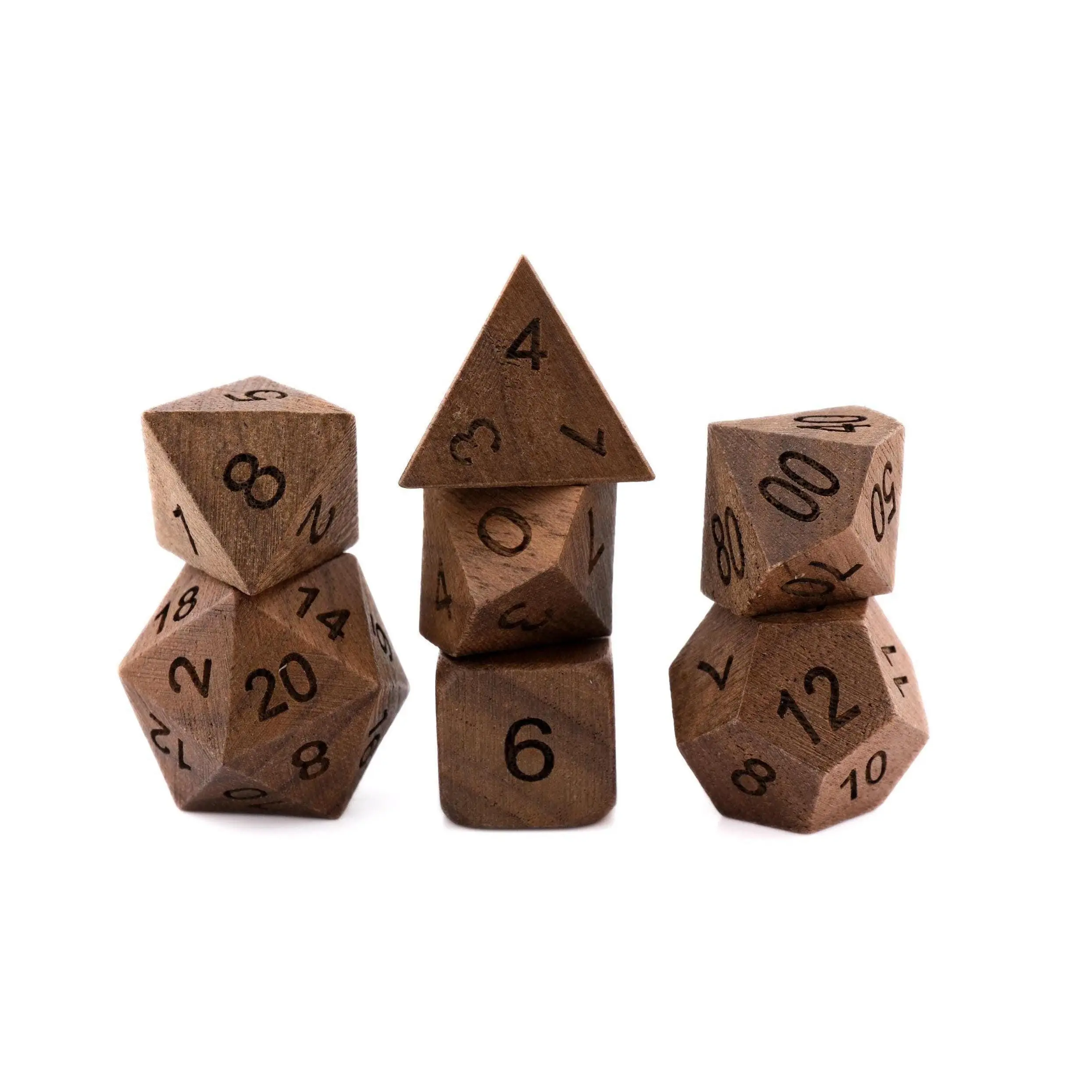 Black Walnut Wood DnD Dice Set - 7-Piece Engraved RPG Dice for Tabletop Roleplaying Games Black Walnut Wood DnD Dice Set - 7-Piece Engraved RPG Dice for Tabletop Roleplaying Games