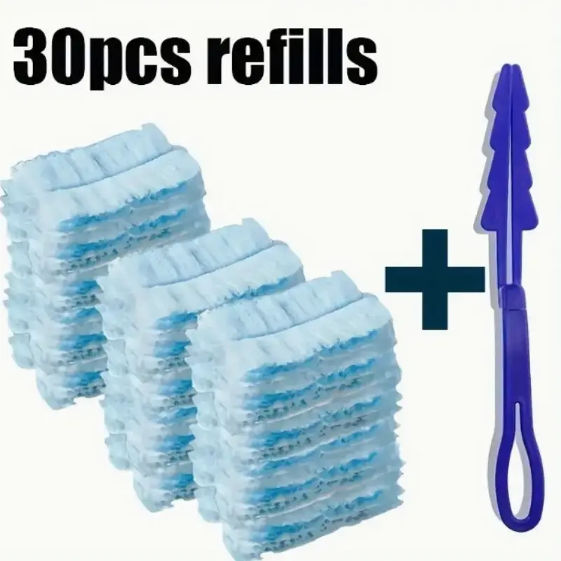 30pcs Disposable Dust Cleaner Refills + 1 Handle, Static Electric Head Replacement Parts, Easy Remove Electronics Furniture Blinds Fans Dust, Disposable Duster Refills, Cleaning Supply