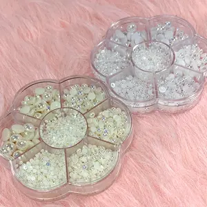 White Half Pearl Beads for Nails art design (flat back)