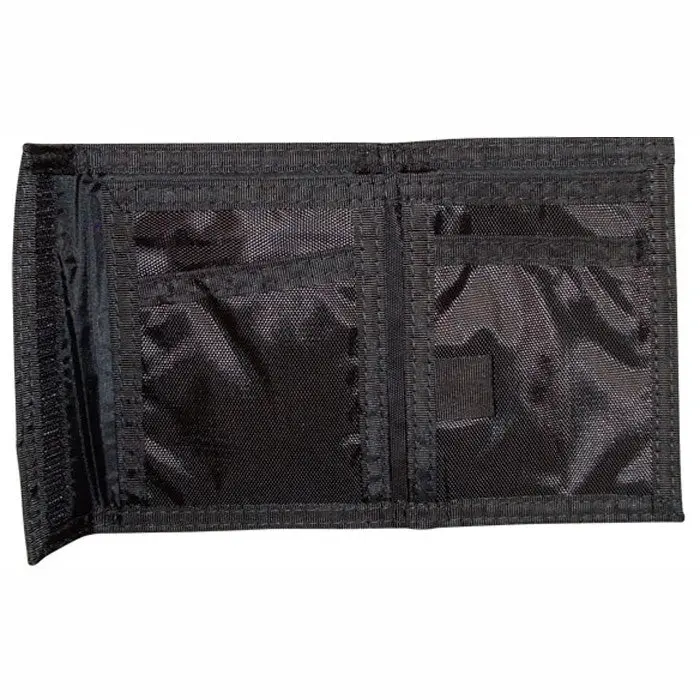 Black Nylon Trifold Wallet for Men, Military Commando Style with 5 Pockets, Interior Coin Pouch and Hook-and-Loop Closure, Hook-Loop, Five Pockets