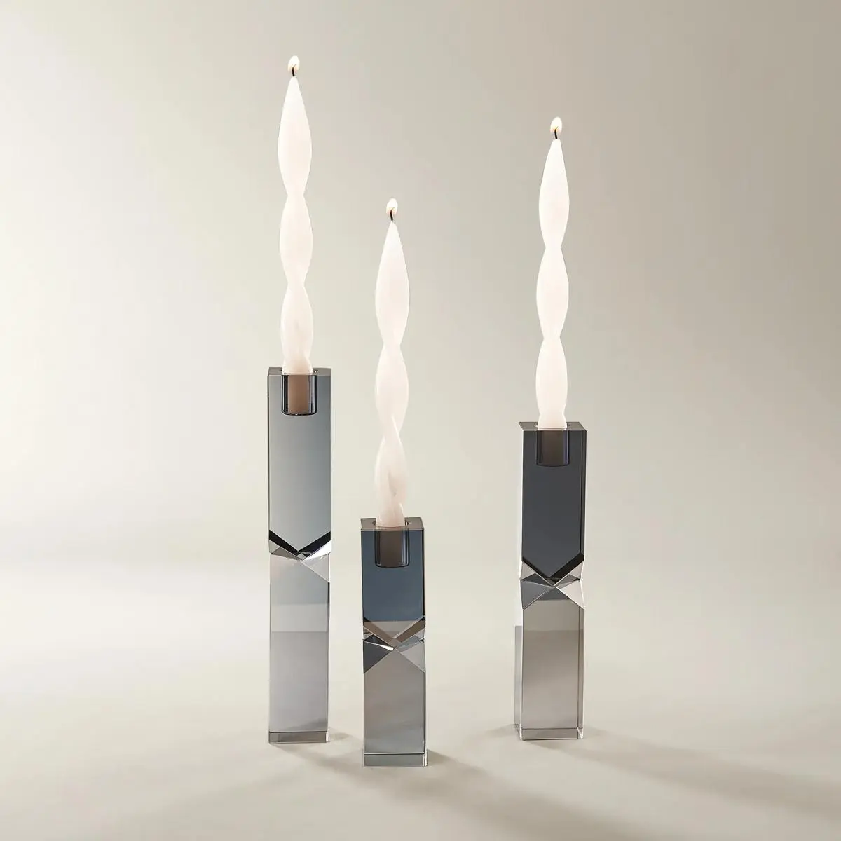 Z Gallerie Mythos Geometric Glass Taper Holder - Light-Compatible, Reflective Mirror Candle Stand, Modern Sculptural Form Home Decor, Interior Decoration Accessories, Decorative
