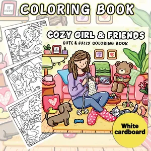 1PC coloring book, warm and comforting style, featuring girls and cute pets in home settings, helps soothe emotions, relax at home, perfect for girls' gatherings, parent-child crafts, a healing coloring book with healing themes, ideal Valentine's Day gift