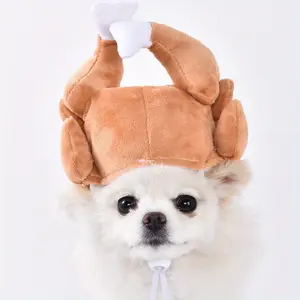 Funny Turkey Leg Pet Hat - Soft And Comfortable Holiday Pet Costume for Cats And Puppies, Perfect for Thanksgiving/Christmas/Halloween/New Year'S Parties And Photo Shoots, Easy to Clean Gift