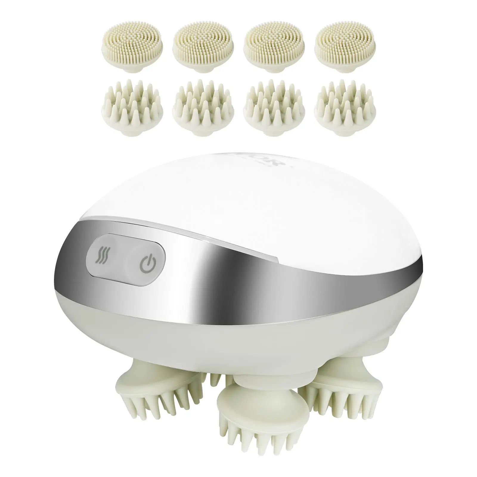 【Summerfinds】VEVOR Cordless Heated Electric Scalp Massager, IPX7 Waterproof Rechargeable Silicone Scalp Scratcher with 8 Removable Rolling Massage Heads for Hair Growth, Stress Relax | Beauty Personal Care Massage Device, Facial, Massage Devices