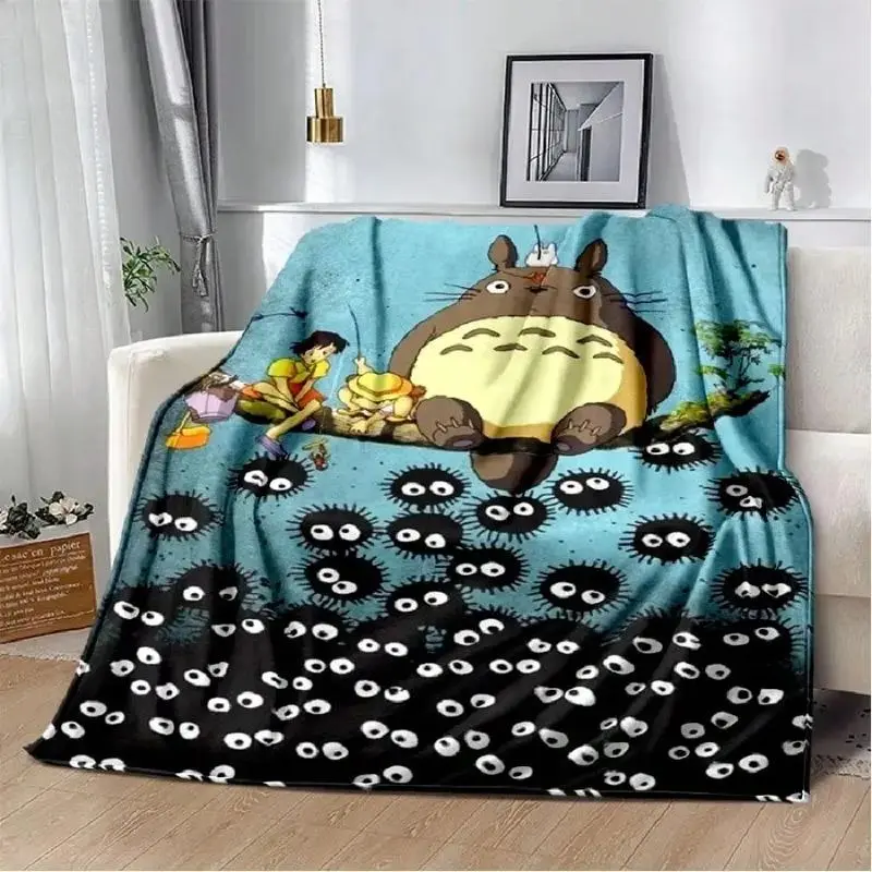 My Neighbor Totoro Ghibli Magic Style Flannel Blanket Ultra Soft Plush Cuddle Throw Blanket Cute Anime Forest Spirit Design for Baby Kids Adults Bedroom Couch Sofa Dorm Decor Birthday Gift for Fans