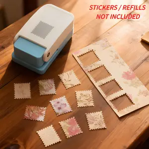 All-in-One Large Stamp Style Decorative Cutter: Scalloped Rectangle Paper Punch for DIY Art Supplies, Journaling, Gift Tags & Handmade Keepsakes - Note: This product does NOT include stickers or refill materials