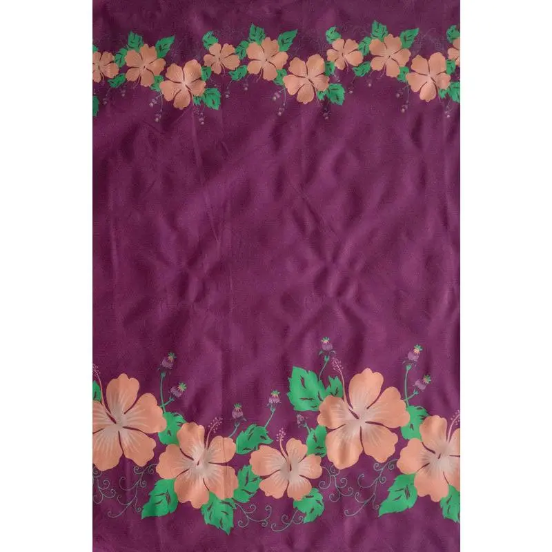 Hibiscus Flowers Double Border Polyester Fabric, Islands-Inspired Polyester Material Sewing & Soft Furnishings Textile, One Size (36In X 60In) [Length X Width], 36 Inches (Yard Cut)