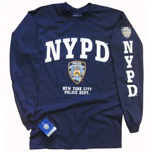 NYPD Long Sleeve T-Shirt Officially Licensed Navy & White Men's Tee
