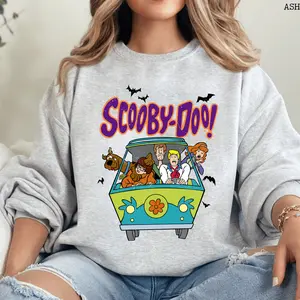Retro Scooby Bats Halloween Sweatshirt, 90s Cartoon Horror Tee, Spooky Season Shirt, Classic Halloween Gift, Fall Vintage Outfit Cotton Crewneck