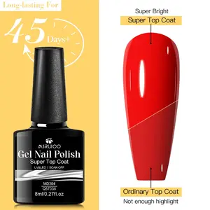 MSRUIOO 8ml Super Top Coat Gel Nail Polish, UV Light Gel, Super Shiny Top Coat Effect, Long Lasting Scratch Resistance, UV LED Lamped Needed, for Home Salon Nail Art Manicure DIY Nail Products