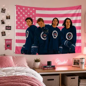 Aesthetic BookTok Sports Romance Tapestry Briar U Boys Pink Flag Dorm Room Decor Wall Art