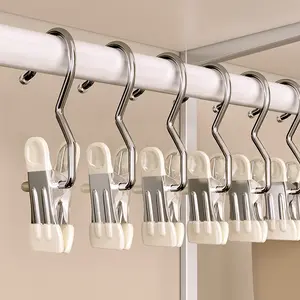 Spinning Top Hangers Stainless Steel 20pcs Laundry Hook Clips 304 Food Grade Rust Proof Durable 360° Rotating Hangers for Clothes Hats Pants Travel Kitchen Photo Clips Space Saving Hanging Organiser Smooth hair hanger spinning