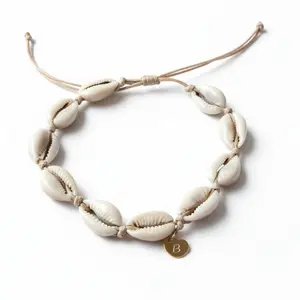 Cowrie Shell Personalized Bracelet Anklet Initial Gold filled Heart