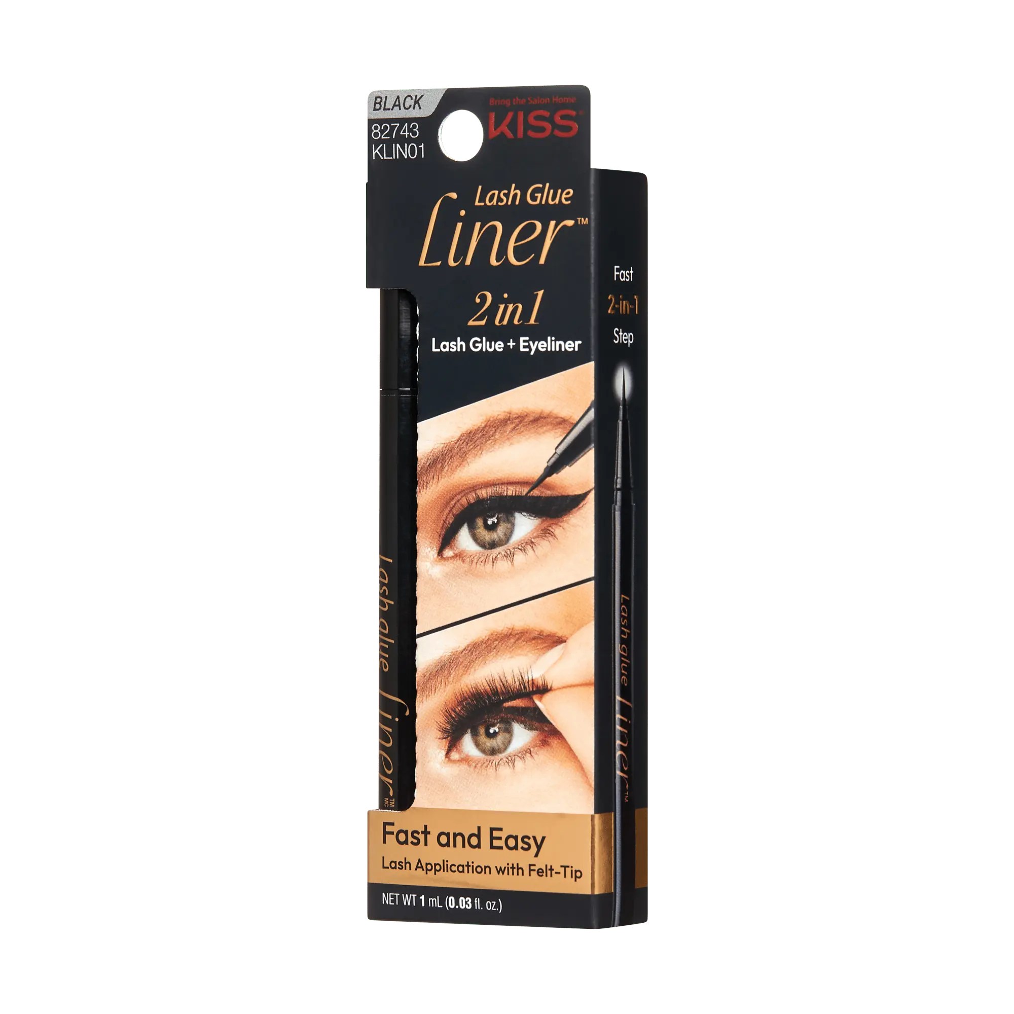 Kiss Lash 2 in 1 GLUEliner - Black | False Eyelash Glue, Eyeliner, Felt-Tip Applicator