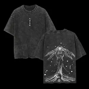 Retro 90s Demon Shinigami Mahoraga Jujutsu Kaisen T-Shirt, Vintage Washed Oversized Heavyweight Cotton Anime Tee for Men & Women, Manga Graphic Streetwear Shirt, Loose-Fit Short Sleeve Top, Trendy Unisex Anime Outfit, Gift for JJK Fans