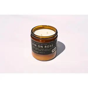Vin on Rose Signature Candle (small)- Juniper Berry, Cedar, and Sugar Pine Aroma - Natural Coconut Wax - 60 Hours Burn Time
