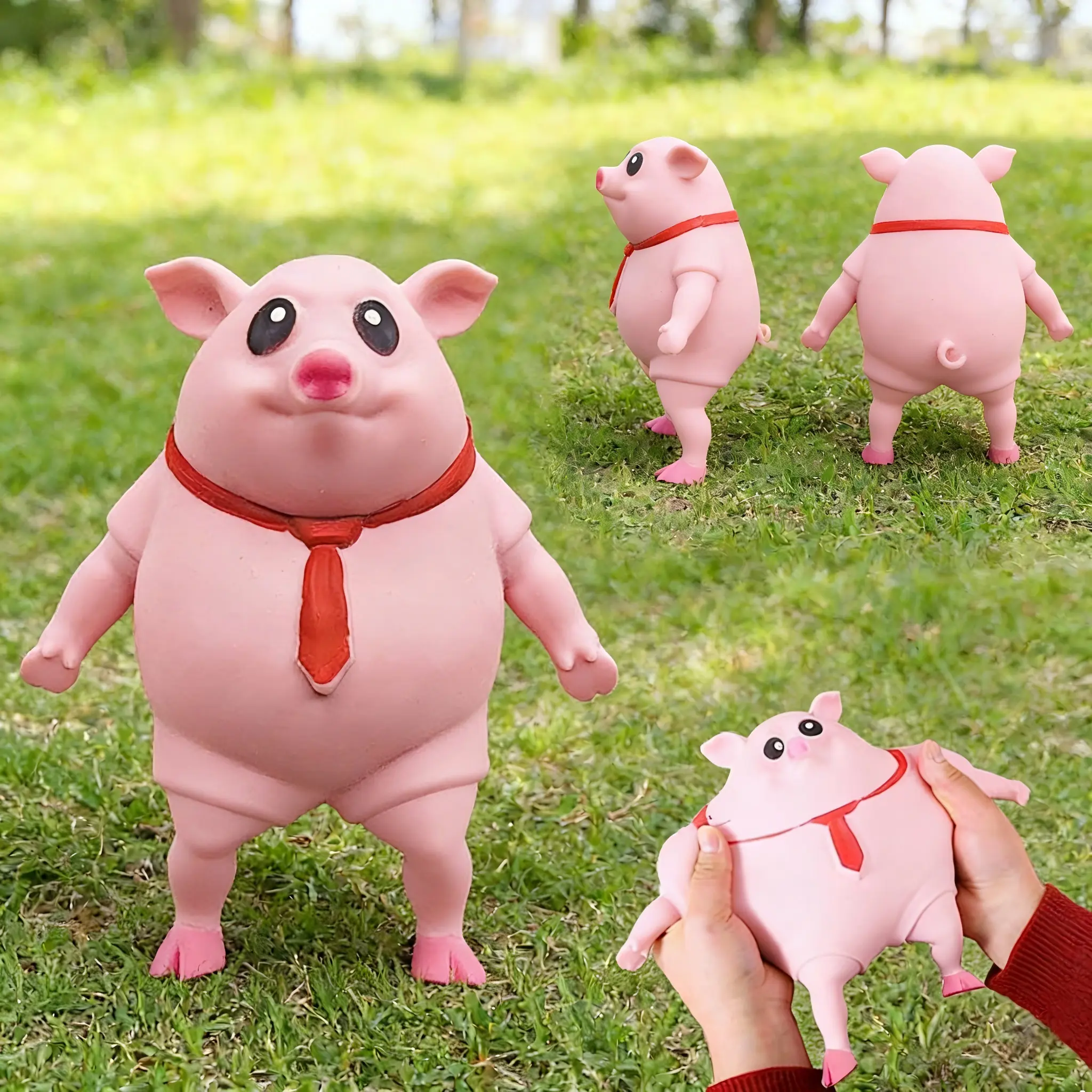Novelty Pink Pig Squeezing Toy - Stress Relieving Pig, Sensory Stress Toy for Relieving Stress and Anxiety (Large)