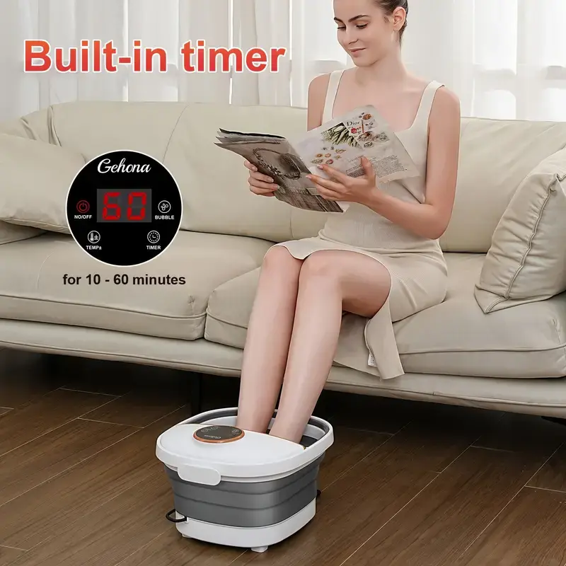 Collapsible Foot Spa Bath And Massager With Heater And Bubbles, Vibration And Red Light, Foot Bath With Six Massage Rollers, Foot Soak Tub With Pumice Stone Black Home Goods White - TikTok Collapsible Foot Spa Bath And Massager With Heater And Bubbles, Vibration And Red Light, Foot Bath With Six Massage Rollers, Foot Soak Tub With Pumice Stone Black Home Goods White - TikTok