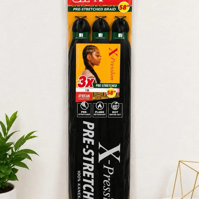 X-Pression 3X Pre-Stretched Braiding Hair 58” – Professional Braiding Hair Extensions