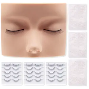 Practice Face Tool Set, Lash Mannequin Head & 15 Pairs Practice Lashes & 21 Pairs Lash Mapping Stickers, Eyelash Practice Kit for Eyelash Extensions