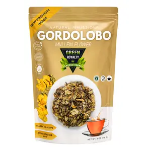 Green Royalty Mullein Loose Leaf Natural Packaged Herbal Tea, 4oz (114g) Caffeine-Free Non-Caffeinated Unflavored Beverage - Gordolobo Hierba, Dietary Supplement for Immune Health