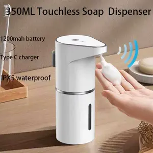 Waterproof Automatic Soap Dispenser 350Ml Foaming Soap Dispenser Type C Rechargeable Electric Adjustable Foam Soap Dispenser NONE