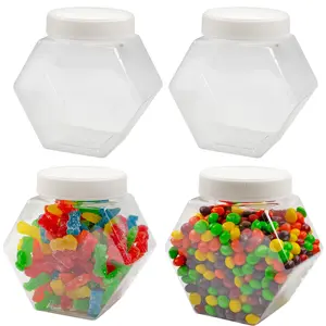 Plastic Hexagon Shaped Jars (4-Pack, 30oz)