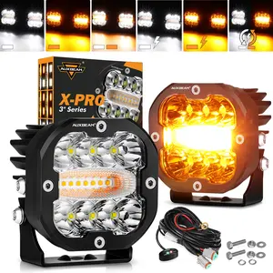 AUXBEAM XP-Ultra Series 3 Inch 6 Modes Dual Color LED Light Pods 96W Spot Flood Combo Amber White for Trucks Jeep IP68 Waterproof Offroad Driving Lights 2pcs Set LED Car Lights LED Work Lights